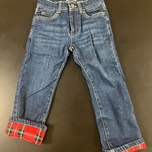 Kids Blue Jeans with Red Plaid Cuffs